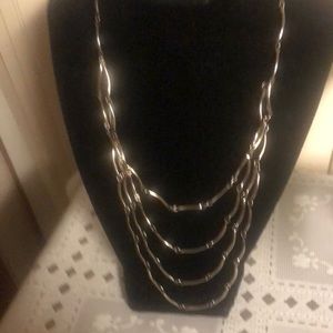Ladies silver toned layered necklace